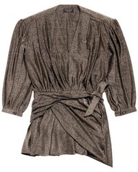 Balenciaga - Glitzerndes Drapiertes Minikleid Mit V-Ausschnitt - Lyst