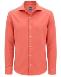 Fedeli - Overhemden ,Roze ,Katoen Panamino Katoenen Voile Shirt - Lyst