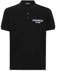 DSquared² - Schwarzes Baumwoll-Polohemd Mit Geknöpftem Revers - Lyst