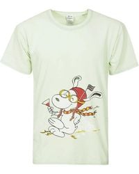 WILD DONKEY - Tops ,Groen ,Katoen Lichtgroen Katoenen T-Shirt Met Voorkantprint - Lyst