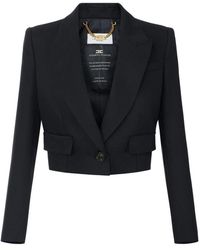 Elisabetta Franchi - Enkelrijig Wollen Jas - Lyst
