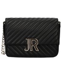John Richmond - Schwarze Leder Umhängetasche Mit Goldenen Logo-Initialen - Lyst