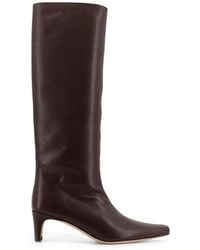 STAUD - Braune Lederstiefel Mit Spitzer Kappe - Lyst