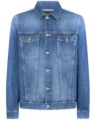 Dondup - Jassen ,Blauw ,Katoen Katoenen Blazer Met Lange Mouwen En Knoopsluiting - Lyst