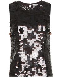 P.A.R.O.S.H. - Tops ,Bruin ,Pailletten Donkerbruine Paillet Trui - Lyst
