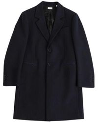 Burberry - Marineblauer Wollmantel - Lyst