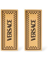 Versace - Retro Logo Metalen Oorbellen - Lyst