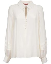 Max Mara - Overhemden ,Wit ,Zijden T-Shirt Blouse Met Raglanmouwen - Lyst