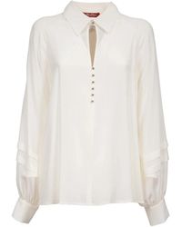 Max Mara - Overhemden ,Wit ,Zijden T-Shirt Blouse Met Raglanmouwen - Lyst