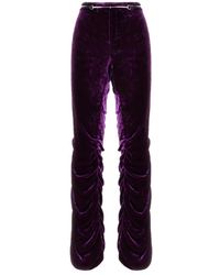 Gucci - Broeken ,Paars ,High Waist Velvet Pant - Lyst
