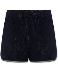 Versace - Korte Broeken ,Blauw ,Katoen Cotton-Terry Jacquard Sweat Shorts - Lyst