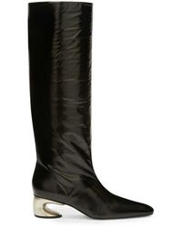 Jil Sander - Schwarze papierleder high heel stiefel - Lyst