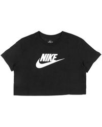 Nike - Fitness ,Zwart ,Katoen Crop Icon T-Shirt - Lyst