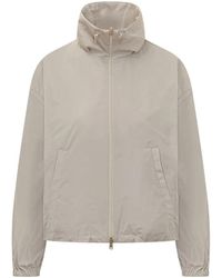 Herno - Jassen ,Grijs ,Polyester High-Neck Cropped Jacket - Lyst