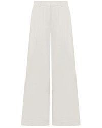 Palm Angels - Broeken ,Wit ,Katoen Label Cuffed Pants - Lyst