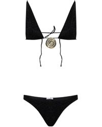 Oséree - Badmode ,Zwart ,Tweed Tweedelig Badpak Met Lurex Garen - Lyst
