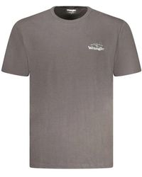 Wrangler - Tops ,Grijs ,Katoen T-Shirt Met Korte Mouwen - Lyst