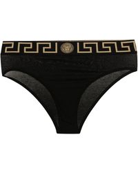 Versace - Zwart Ondergoed Greca Border Hooggesneden Benen - Lyst