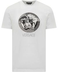 Versace - Weißes t-shirt mit medusa-logo - Lyst