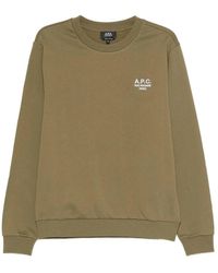A.P.C. - Hoodies & Sweatvesten ,Groen ,Katoen Rue Madame Logo Crew Sweatshirt - Lyst
