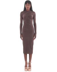 Aniye By - Kleedjes ,Bruin ,Polyester Scandal Midi-Jurk Met Overslag - Lyst