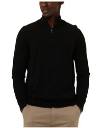 SELECTED - Truien & Vesten ,Zwart ,Katoen Half Zip Cardigan Zwart - Lyst