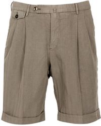 PT Torino - Korte Broeken ,Grijs ,Katoen Gevouwen Boord Bermuda Shorts - Lyst