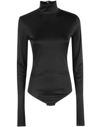 ANDAMANE - Tops ,Zwart ,Zwarte Hoge Kraag Bodysuit Ziggy - Lyst