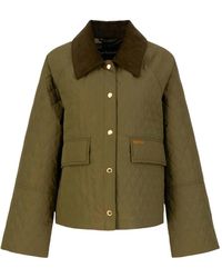Barbour - Jassen ,Groen ,Leer Kirby Quilt Jacket - Lyst
