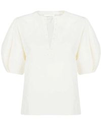 Chloé - Blusa de algodón con mangas globo - Lyst