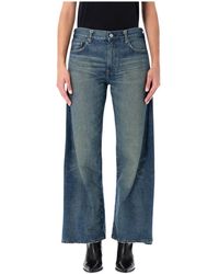 Junya Watanabe - Jeans ,Blauw ,Katoen Blauwe Wide-Leg Deconstructed Jeans - Lyst