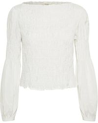 Cream - Overhemden ,Vrouwelijke Blouse Met Pofmouwen - Lyst