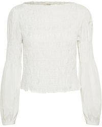 Cream - Overhemden ,Vrouwelijke Blouse Met Pofmouwen - Lyst