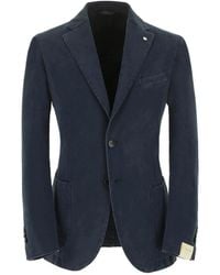L.B.M. 1911 - Blauwe Slim Fit Katoenen Blazer - Lyst