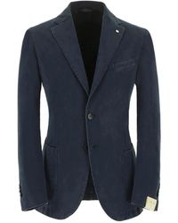 L.B.M. 1911 - Blauwe Slim Fit Katoenen Blazer - Lyst