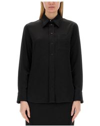 Lanvin - Overhemden ,Zwart ,Leer Regular Shirt - Lyst