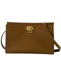 Burberry - Braune Leder-Schultertasche Mit Drehverschluss - Lyst