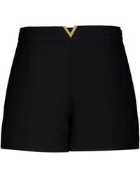 Valentino - Korte Broeken ,Zwart ,Wol Vlogo Signature Wool And Silk Shorts - Lyst