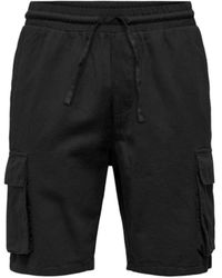 Only & Sons - Shorts cargo in lino per uomo - Lyst
