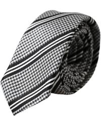 Dolce & Gabbana - Accessoires ,Wit ,Gestreepte Zijden Stropdas Met Logodetails - Lyst