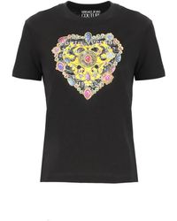Versace - Camiseta negra con logo heart couture - Lyst