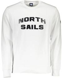 North Sails - Hoodies & Sweatvesten ,Wit ,Witte Crewneck Sweatshirt Met Lange Mouwen En Print Logo - Lyst