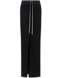Rick Owens - Zwarte Fleece Katoenen Rok Met Koord - Lyst