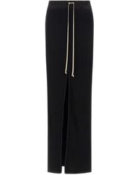 Rick Owens - Zwarte Fleece Katoenen Rok Met Koord - Lyst