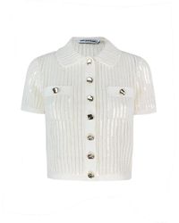 Self-Portrait - Bluse Mit Knopfleiste Und Kontrastdetails - Lyst