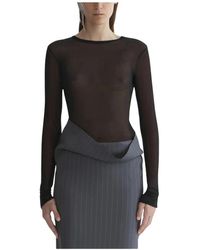 Mugler - Tops ,Zwart ,Katoen Tuxedo Bodysuit - Lyst