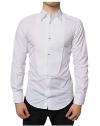 Dolce & Gabbana - Slim fit baumwollhemd weiß - Lyst