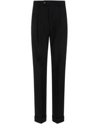 Sportmax - Pantalones de lana negros con dobladillo vuelto - Lyst