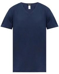Hanro - Tops ,Blauw ,Katoen Katoenen T-Shirt - Lyst