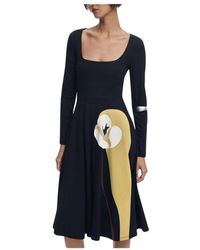 Desigual - Zwarte Katoenen Jurk Met Wijd Uitlopende Zoom - Lyst